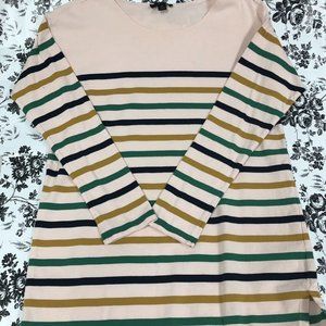 J.crew Women's Long Sleeve Cotton Striped Crewneck T-shirt Sz XS